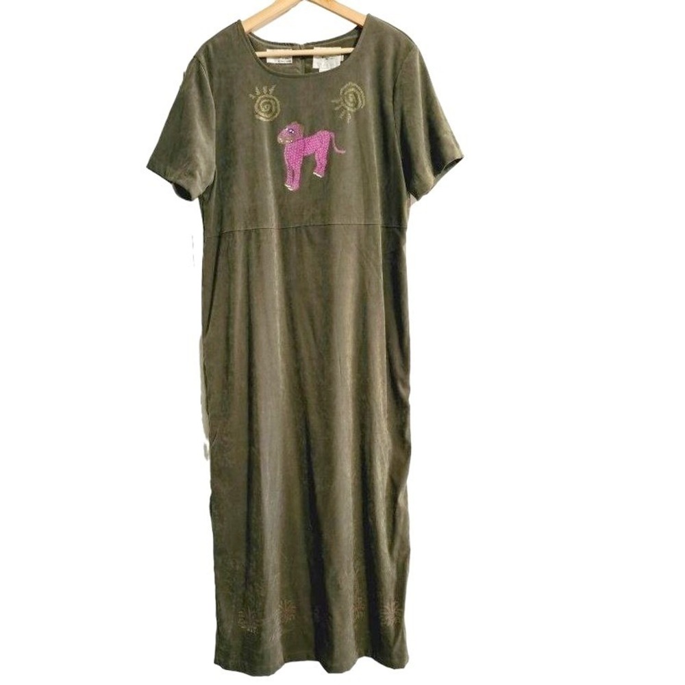 Country Wear Casuals Lonnie G. Star 1999 dress Size‎ Large Green painted